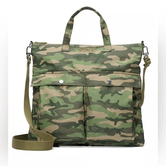 24HR DROP ⬇️ VS Pink Camo Nylon Cargo tote bag